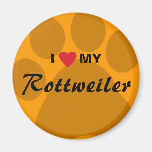 Imã Eu amo (coração) meu Rottweiler Pawprint