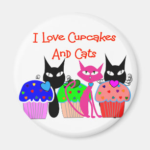 Imã "Eu amo cupcakes e gatos"--Presentes dos amantes