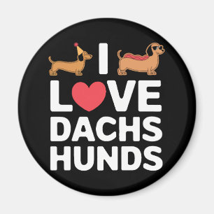 Imã Eu Amo Dachshunds Ilustração Divertida com Estilo