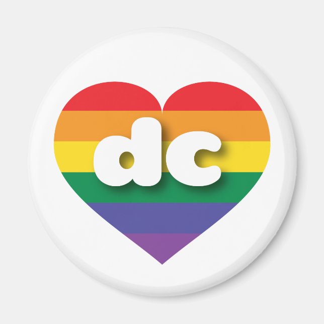 Imã Eu amo DC Orgulho gay Rainbow Heart (Frente)