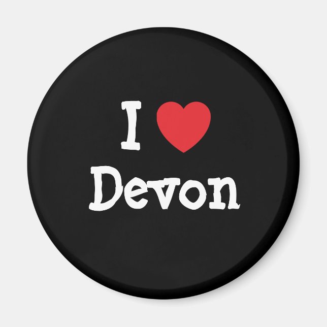Imã Eu amo Devon coração personalizado (Frente)