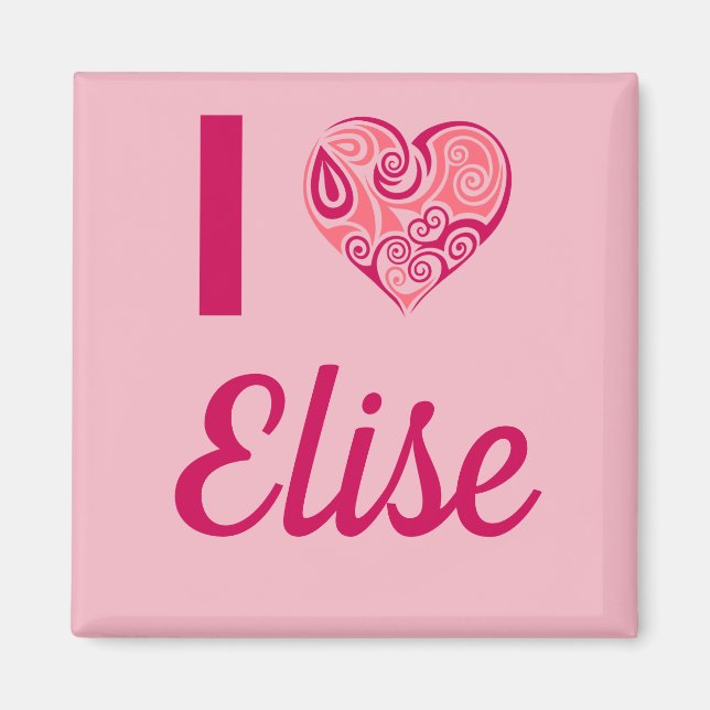 Imã Eu Amo Elise Tribal Heart Magnet (Frente)