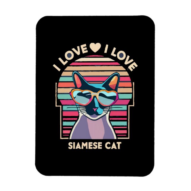 Ímã Eu amo gato siamês (Vertical)