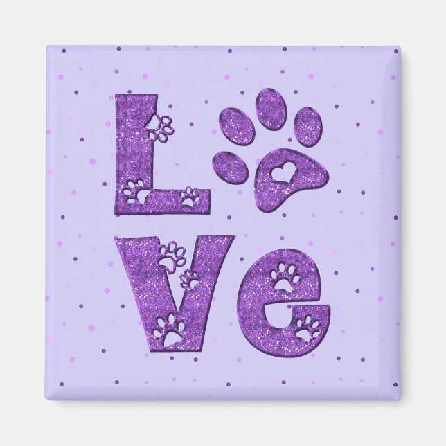 Imã Eu amo gatos - roxo (Frente)