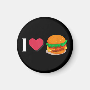 Imã Eu Amo Hambúrguer Cheeseburger Alimentação Não Sau