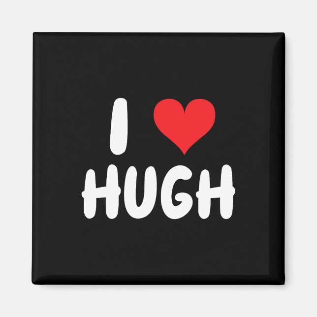 Imã Eu Amo Hugh - Coração - Nome  (Frente)