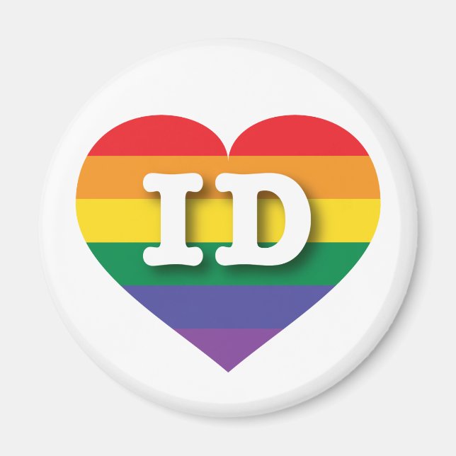 Imã Eu amo Idaho Orgulho gay Rainbow Heart (Frente)
