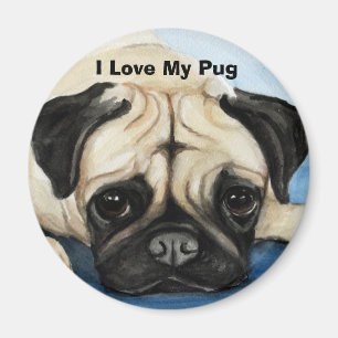 Imã "Eu amo ímã da arte do cão do meu Pug"