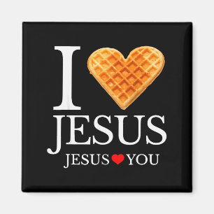 Imã Eu Amo Jesus Coração de Waffle Divertido Café da M