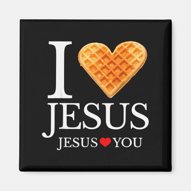 Imã Eu Amo Jesus Coração de Waffle Divertido Café da M (Frente)