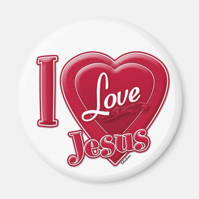 Imã Eu Amo Jesus Coração Vermelho (Frente)