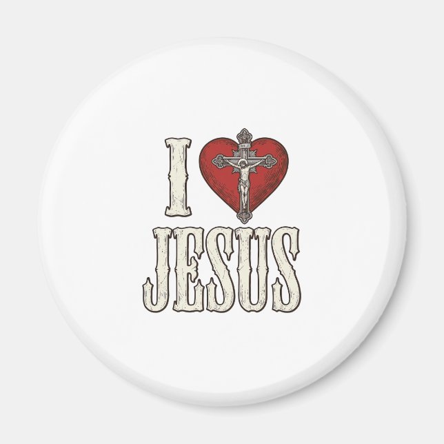 Imã Eu Amo Jesus Desenho de Camisa de Fé com Gravação  (Frente)