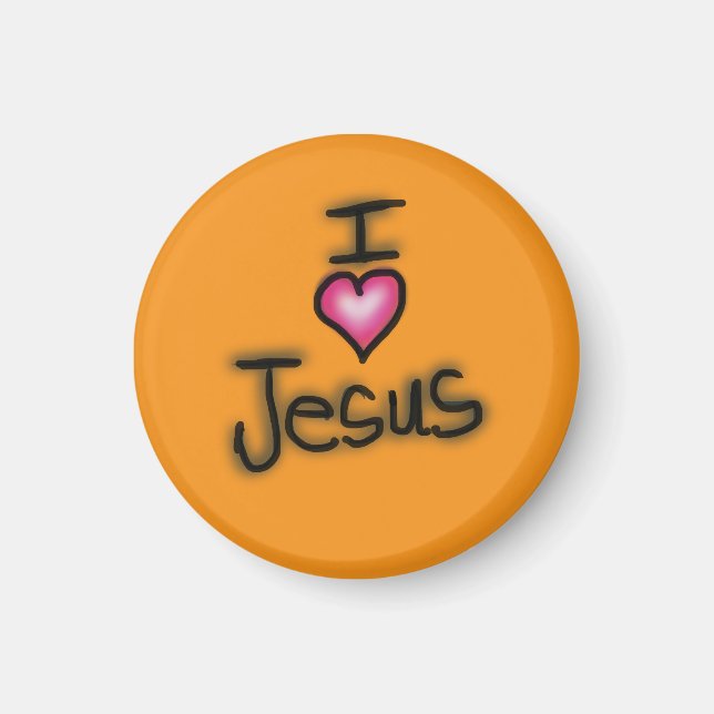 Imã Eu Amo Jesus Eu Adoro Jesus Laranja (Frente)