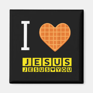 Imã Eu Amo Jesus Waffle Heart Engraçado Christian Brea