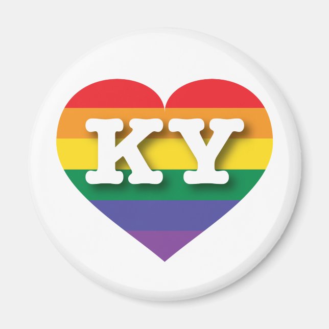 Imã Eu amo Kentucky Orgulho gay Rainbow Heart (Frente)