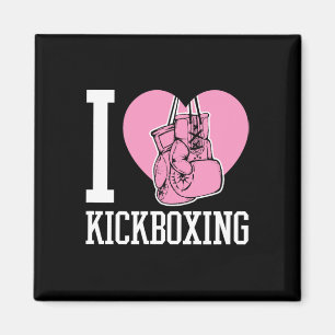Imã Eu Amo Kickboxing Coração Engraçado Fofo Boxe Arte