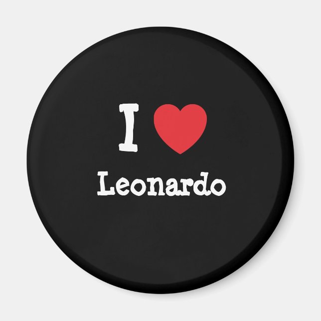 Imã Eu amo Leonardo coração personalizado (Frente)