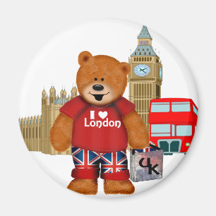 Imã Eu amo Londres - urso de ursinho