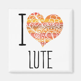 Imã Eu Amo Lute Orange Mandala Heart