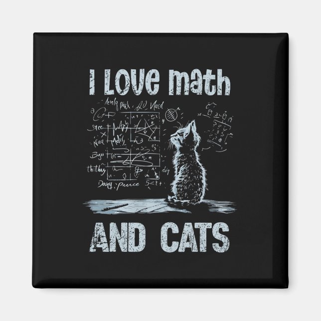 Imã Eu Amo Matemática E Gatos Divertidos Amantes De Ga (Frente)
