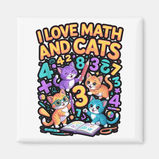 Imã Eu Amo Matemática E Gatos Professor Aluno  (Frente)