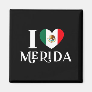 Imã Eu Amo Merida Coração Bandeira do México