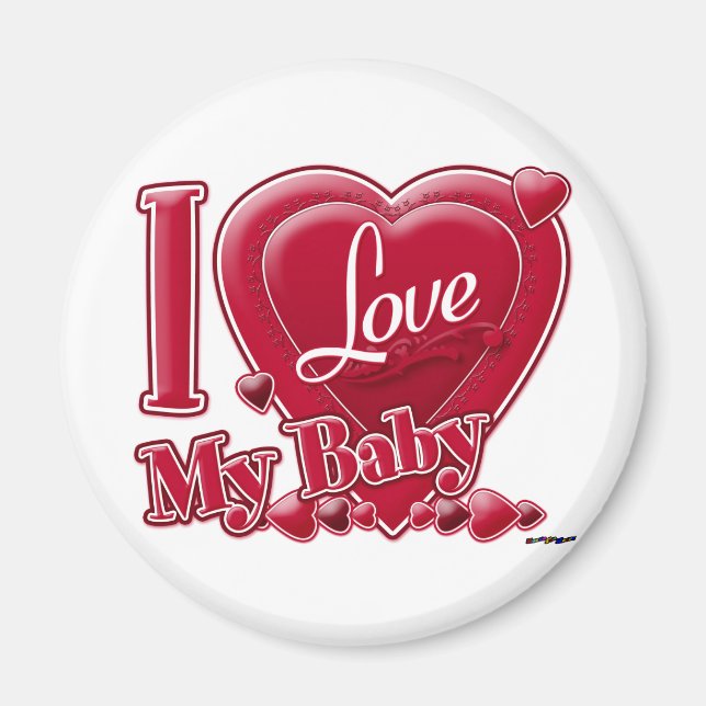 Imã Eu Amo Meu Bebê Vermelho - Coração (Frente)