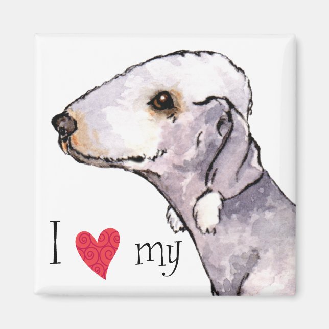 Imã Eu amo meu Bedlington Terrier (Frente)