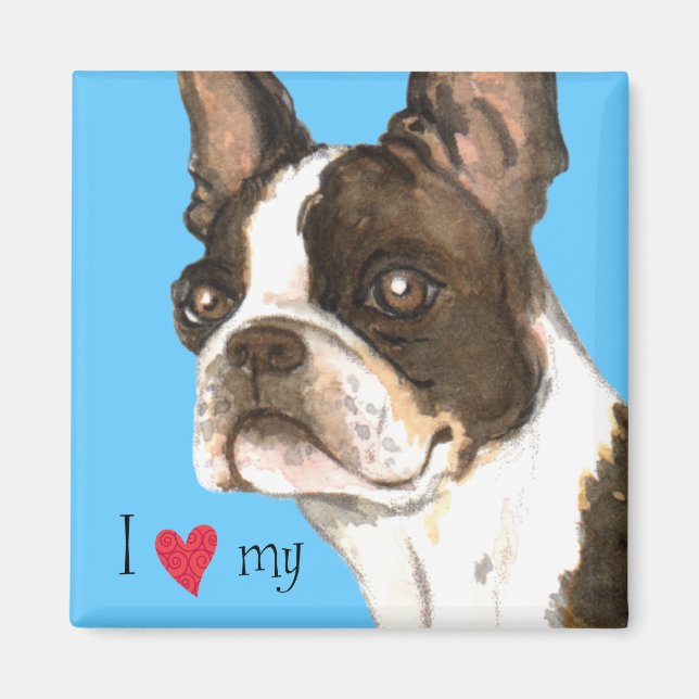 Imã Eu amo meu Boston Terrier (Frente)