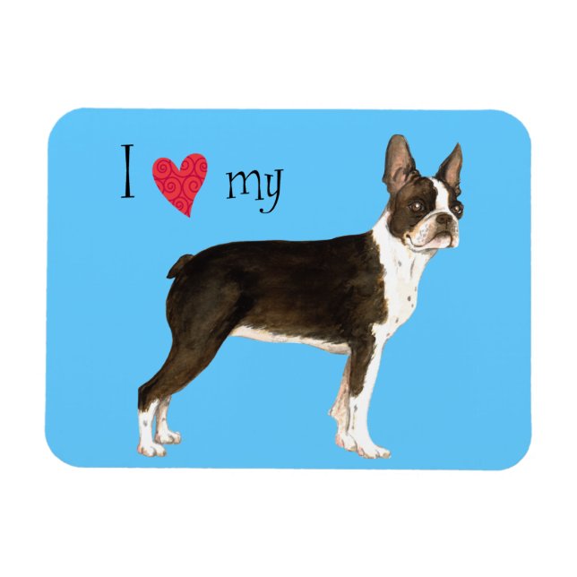 Ímã Eu amo meu Boston Terrier (Horizontal)