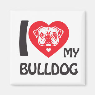 Imã Eu Amo Meu Bulldog - Engraçado E Bonito Presente D