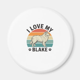 Imã Eu Amo Meu Cachorro Blake Design de Gravura Retro_