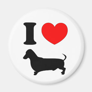 Imã Eu Amo Meu Cachorro Salsicha Coração Vermelho Dach