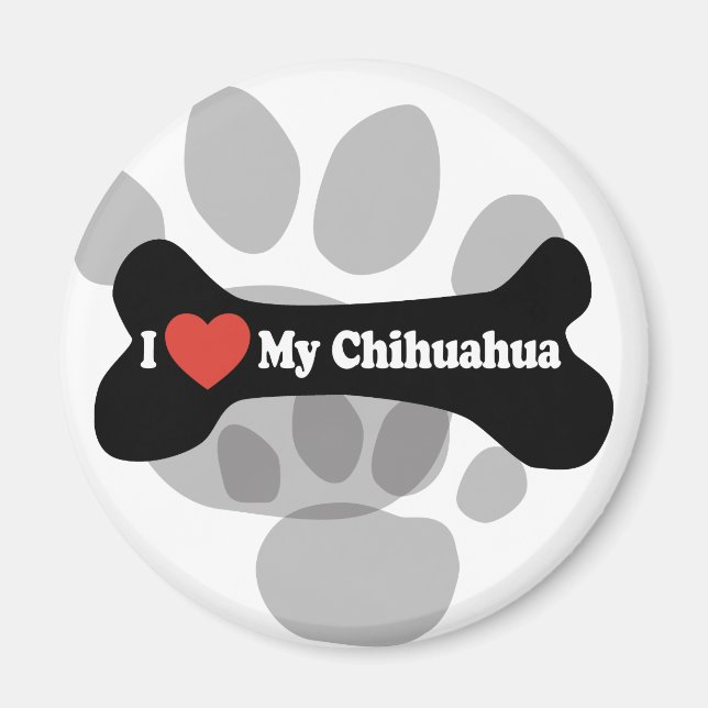 Imã Eu Amo Meu Chihuahua - Osso Do Cachorro (Frente)