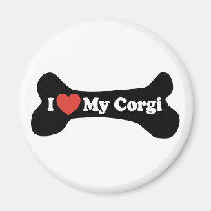 Imã Eu amo meu Corgi - osso de cão