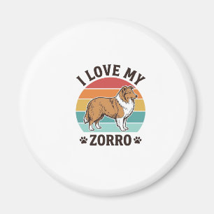 Imã Eu Amo Meu Design Vintage do Zorro Amante de Cacho