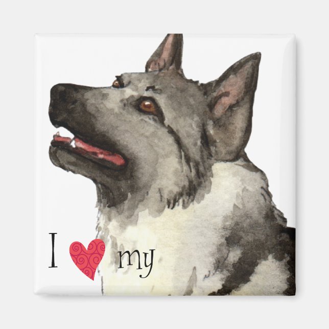 Imã Eu amo meu Elkhound norueguês (Frente)
