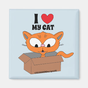 Imã "Eu amo meu gato" gato de desenho animado fofo em