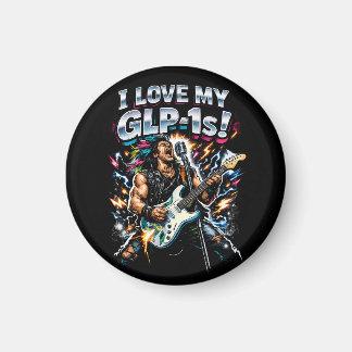 Imã Eu Amo Meu GLP-1s Guitarrista de Rock Gráfico Neon