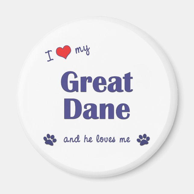 Imã Eu Amo Meu Grande Dane (Cachorro Masculino) (Frente)