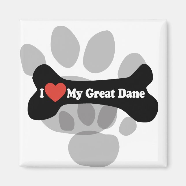 Imã Eu Amo Meu Grande Dane - Osso Do Cachorro (Frente)