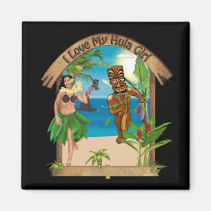 Imã Eu amo meu ímã de Tiki da menina de Hula