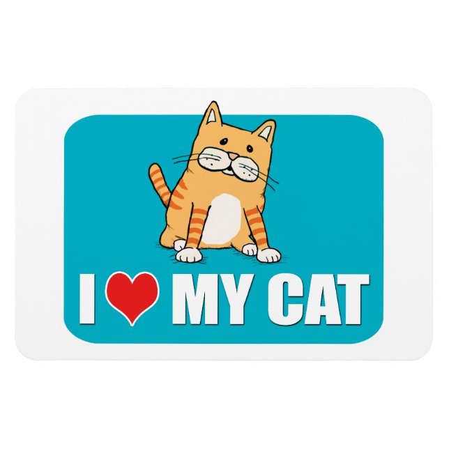 Ímã Eu amo meu íman de gato (Horizontal)