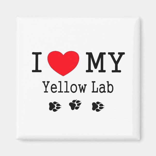 Imã Eu Amo Meu Laboratório Amarelo (Frente)