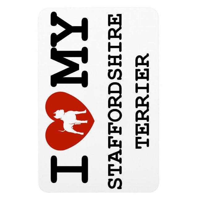 Ímã eu amo meu magnet terrier de staffordshire (Vertical)