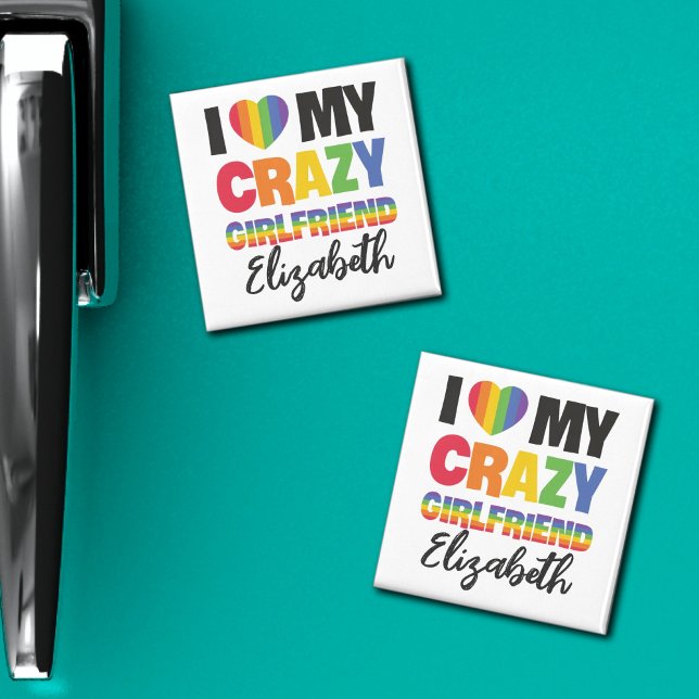 Imã Eu amo meu namorada louco qualquer nome arco-íris  (Criador carregado)