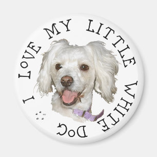 Imã Eu Amo Meu Pequeno Cão Branco Poodle / Bichon Mist