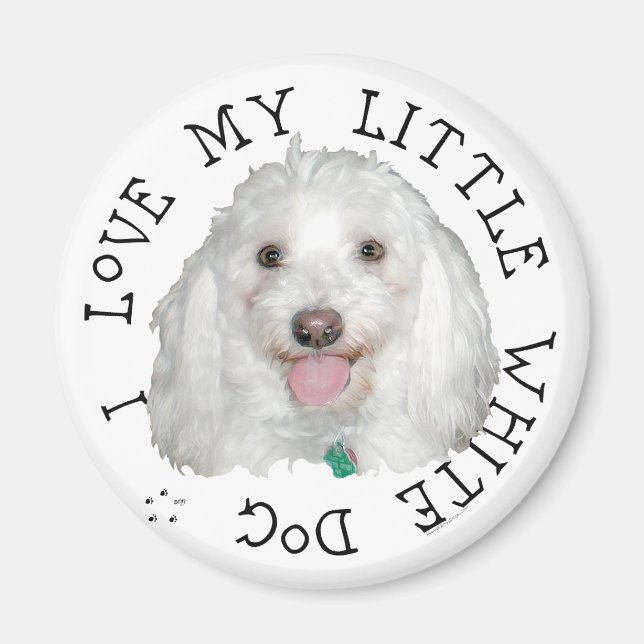 Imã Eu Amo Meu Pequeno Cão Branco (Resgate) (Frente)