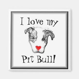 Imã Eu amo meu pitbull! ímã