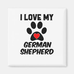 Imã Eu amo meu preto vermelho de Sheperd do alemão do